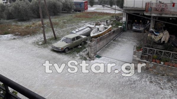 Χιονίζει στη Λαμία. Δείτε που χρειάζονται αλυσίδες. (φωτογραφίες)