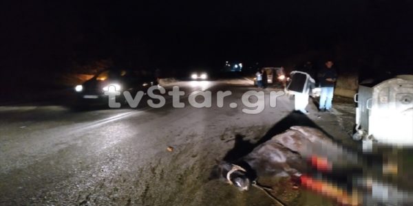 Άλογο τράκαρε με Ι.Χ. και έπεσε νεκρό (φωτογραφίες -video)