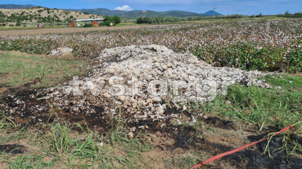Φωτιά σε μηχανή συλλογής βάμβακος εν κινήσει στο Λιανοκλάδι (φωτο-video)