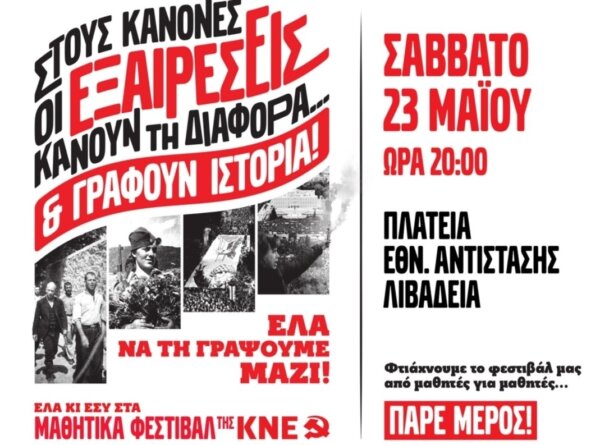Τo Μαθητικό Φεστιβάλ της ΚΝΕ κάνει στάση στη Λιβαδειά