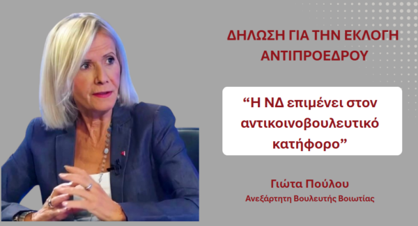 Γιώτα Πούλου: Η ΝΔ επιμένει στον αντικοινοβουλευτικό κατήφορο