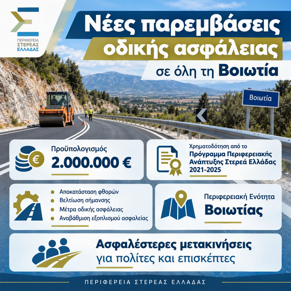 Ξεκινά έργο βελτίωσης της οδικής ασφάλειας στη Βοιωτία